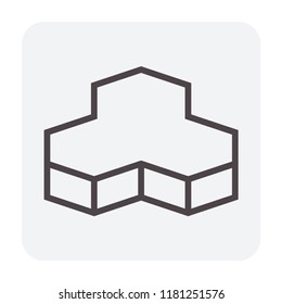 Concrete paver block pavement floor or brick vector icon. Material for landscape, outdoor and garden by construction paving on ground with trihex pattern. That sidewalk, patio, street or driveway.