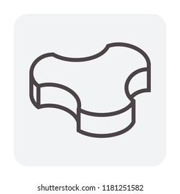 Concrete paver block pavement floor or brick vector icon. For landscape, outdoor, garden by paving on ground with milano pattern. That sidewalk, road, patio, path, street or driveway. Editable stroke.