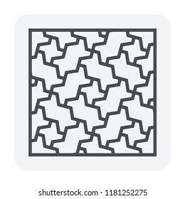 Concrete paver block pavement floor or brick vector icon. For landscape, outdoor garden by construction paving on ground to create zigzag pattern. That patio, path, street, walkway. Editable stroke.