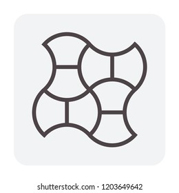 Concrete paver block pavement floor or brick vector icon. For landscape, outdoor and garden by paving on ground to create round dumble pattern. That sidewalk, road, patio, path, street or driveway.