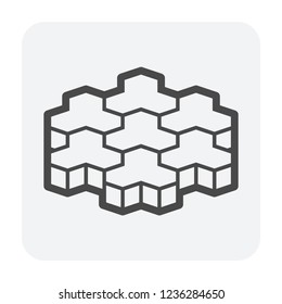 Concrete paver block pavement floor or brick vector icon. Material for landscape, outdoor and garden by construction paving on ground with trihex pattern. That sidewalk, patio, street or driveway.