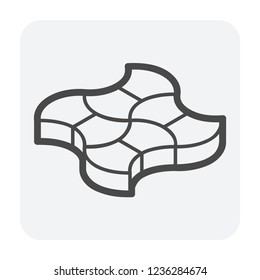 Concrete paver block pavement floor or brick vector icon. For landscape, outdoor and garden by paving on ground to create round dumble pattern. That sidewalk, road, patio, path, street or driveway.
