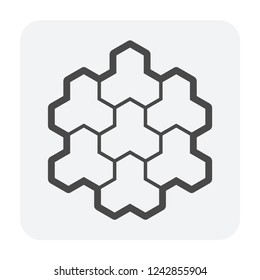 Concrete paver block pavement floor or brick vector icon. Material for landscape, outdoor and garden by construction paving on ground with trihex pattern. That sidewalk, patio, street or driveway.