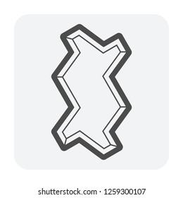 Concrete paver block pavement floor or brick vector icon. For landscape, outdoor, garden by paving on ground to create zig zag pattern. That sidewalk, road, patio, path, street, driveway or walkway.