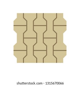 Concrete paver block pavement floor or brick vector icon. For landscape, outdoor, garden by paving on ground to create I dumble pattern. That sidewalk, road, patio, path, street, driveway or walkway.