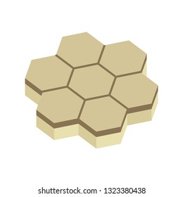 Concrete paver block pavement floor or brick vector icon. For landscape, outdoor, garden by paving on ground to create hexagon pattern. That sidewalk, road, patio, path, street, driveway or walkway.