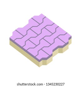 Concrete paver block pavement floor or brick vector icon. For landscape, outdoor, garden by paving on ground to create I dumble pattern. That sidewalk, road, patio, path, street, driveway or walkway.