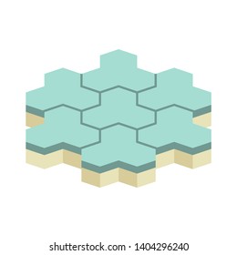 Concrete paver block pavement floor or brick vector icon. Material for landscape, outdoor and garden by construction paving on ground with trihex pattern. That sidewalk, patio, street or driveway.