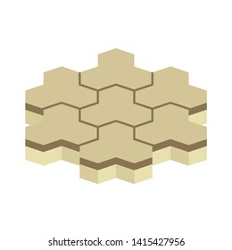 Concrete paver block pavement floor or brick vector icon. Material for landscape, outdoor and garden by construction paving on ground with trihex pattern. That sidewalk, patio, street or driveway.