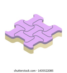 Concrete paver block pavement floor or brick vector icon. Material for landscape, outdoor, garden by paving on ground to create I dumble pattern. That sidewalk, road, patio, path, street or walkway.