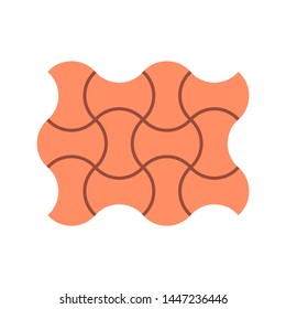 Concrete paver block pavement floor or brick vector icon. For landscape, outdoor and garden by paving on ground to create round dumble pattern. That sidewalk, road, patio, path, street or driveway.