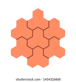 Concrete paver block pavement floor or brick vector icon. Material for landscape, outdoor and garden by construction paving on ground with trihex pattern. That sidewalk, patio, street or driveway.