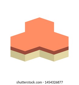 Concrete paver block pavement floor or brick vector icon. Material for landscape, outdoor and garden by construction paving on ground with trihex pattern. That sidewalk, patio, street or driveway.