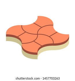 Concrete paver block pavement floor or brick vector icon. For landscape, outdoor and garden by paving on ground to create round dumble pattern. That sidewalk, road, patio, path, street or driveway.
