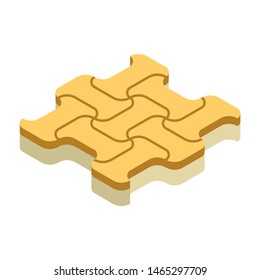 Concrete paver block pavement floor or brick vector icon. Material for landscape, outdoor, garden by paving on ground to create I dumble pattern. That sidewalk, road, patio, path, street or walkway.