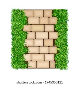 Concrete Paver Blocks Laid as Walkway or Outdoor Pavement and Landscape Design Vector Illustration