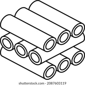 Concrete pipes icon. Cement or metal pipeline stack