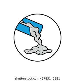 concrete pouring flat icon. cement pouring vector illustration.	