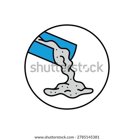 concrete pouring flat icon. cement pouring vector illustration.	