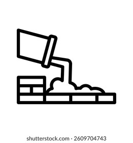 Concrete Pouring Line Vector Illustration On White Background.