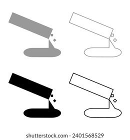 Pours de concreto conjunto de fundición icono gris color negro ilustración vectorial contorno de contorno de relleno sólido línea delgado estilo plano