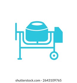 Concrete Power Portable Mixer Icon, Isolated on White Background, Blue icon