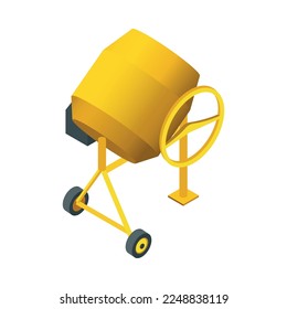 Concrete production isometric composition with isolated view of factory facilities for producing cement goods vector illustration