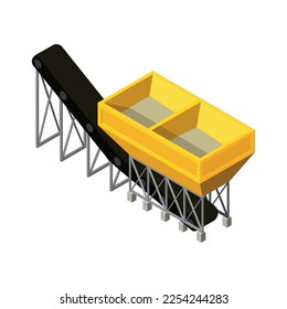 Concrete production isometric composition with isolated view of factory facilities for producing cement goods vector illustration