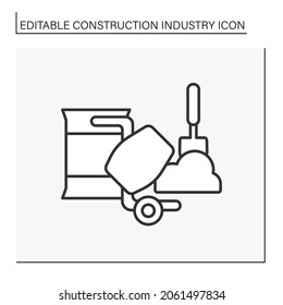 Concrete production line icon.Structural material in construction industry. Building material. Aggregate. Construction industry concept. Isolated vector illustration. Editable stroke