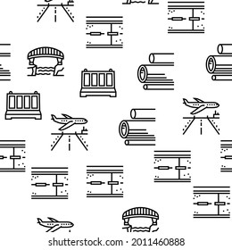 Concrete Production Vector Seamless Pattern Thin Line Illustration