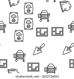Concrete Production Vector Seamless Pattern Thin Line Illustration