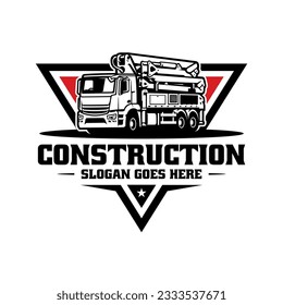 concrete pump truck illustration logo vector