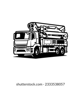 concrete pump truck illustration logo vector