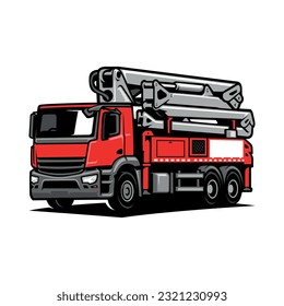 concrete pump truck illustration vector