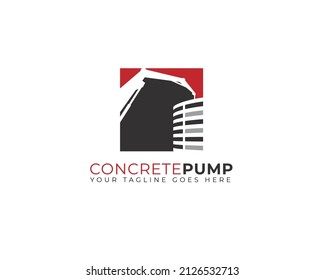 Concrete Pump Vehicle For Building Construction Logo Template	