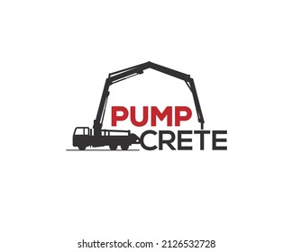 Concrete Pump Vehicle For Building Construction Logo Template	