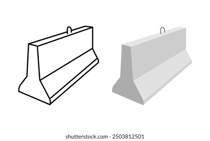 Betonschranken Symbol, Vektorgrafik. Konkrete Straßenschranken für die Straßensperrung