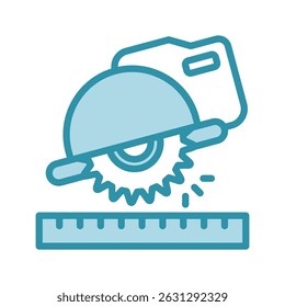Motosserra de concreto mini ilustração ícone de cor de tom duplo, uso para engenharia civil, indústria, construção, UI, kit UX, aplicativo e desenvolvimento web, digital ou impressão.