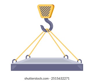 concrete slab and construction crane. lift construction load using construction crane.