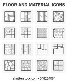 Concrete slab, floor material i.e. tile, wood, steel, carpet, linoleum, vinyl, rock, stone or gravel vector icon. Architectural material for decoration, construction interior exterior house building.