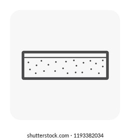 Concrete slab and topping floor layer vector icon. Bottom structure and top flooring for house building casting by composite material i.e. cement, aggregate, steel, metal or rebar for construction.