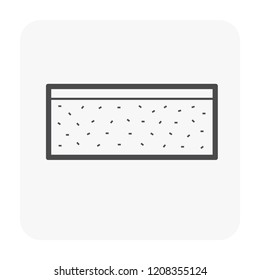 Concrete slab and topping floor layer vector icon. Bottom structure and top flooring for house building casting by composite material i.e. cement, aggregate, steel, metal or rebar for construction.