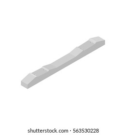 Concrete sleeper isolated on white background. Railway track design element. Flat 3D isometric style, vector illustration.