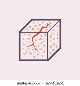 Concrete specimen cube type for material testing work vector icon design.