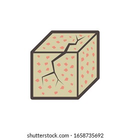 Concrete specimen cube type for material testing work vector icon design.
