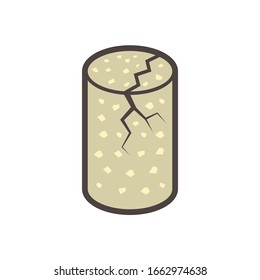 Tipo de cilindro de espécimen concreto para pruebas de material de diseño de iconos vectoriales de trabajo.