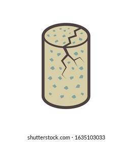 Concrete specimen cylinder type vector icon design.