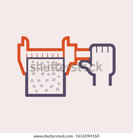 Concrete specimen size measure for material testing work vector icon design.