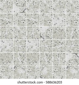 Concrete square tile grey grunge texture seamless pattern, vector background