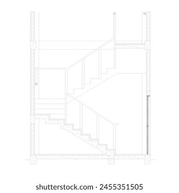 Concrete stairs sketched in black and white